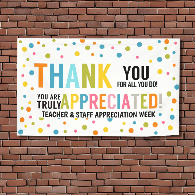 Thank you for all you do staff and teacher Banner | Zazzle