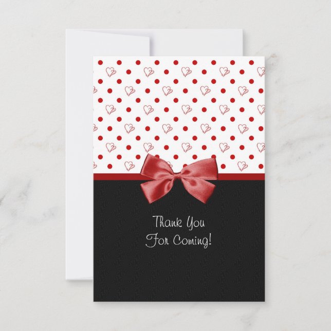 Thank You For Attending Girly Red Hearts Card (Front)