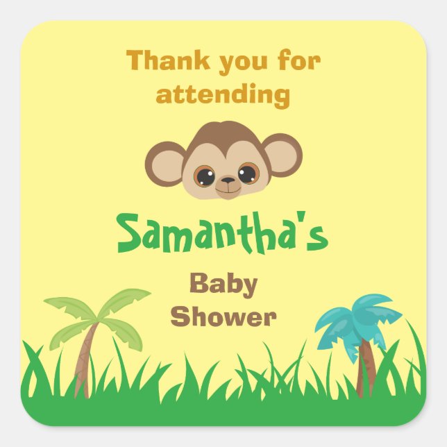 Thank you for attending safari baby shower  square sticker (Front)