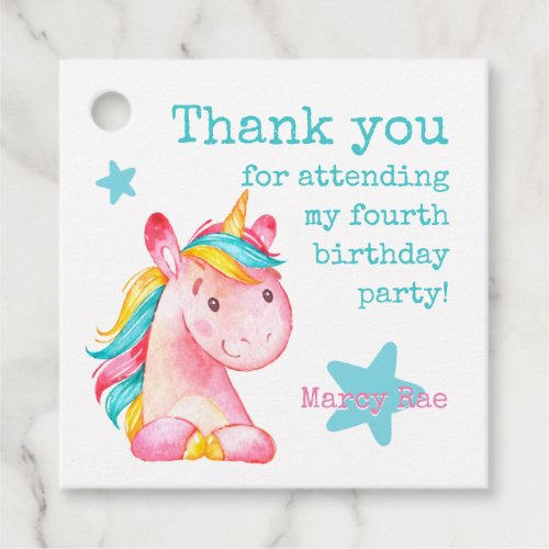 Thank you for attending Unicorn Party Favor Tags