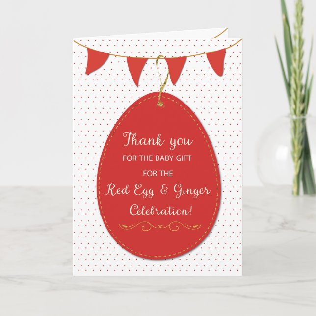 Thank You for Baby Gift on Red Egg and Ginger Card (Front)