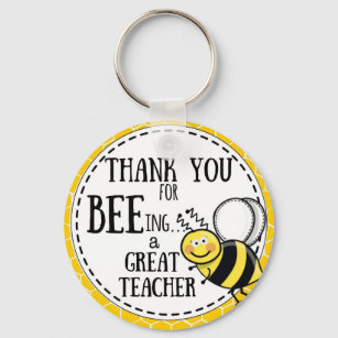 thank you for bee-ing a great teacher bee keychain