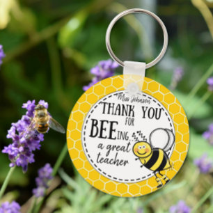 thank you for bee-ing a great teacher bee keychain