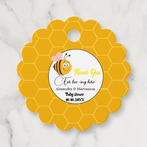 Thank you for bee_ing here baby shower favor tags