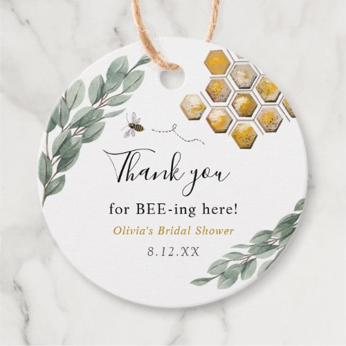 Thank you for Bee_ing here Eucalyptus Favor Tag