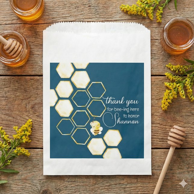 Thank You For Bee-ing Here Favor Bags (Celebrate the special new mom with these, "Thank you for bee-ing here" bee favor bags! )