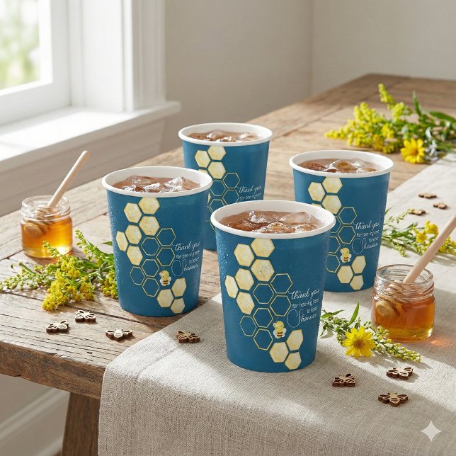 Thank You For Bee-ing Here Paper cup (Celebrate the special mommy to be with these cute, "Thank you for bee-ing here" personalized cups! )