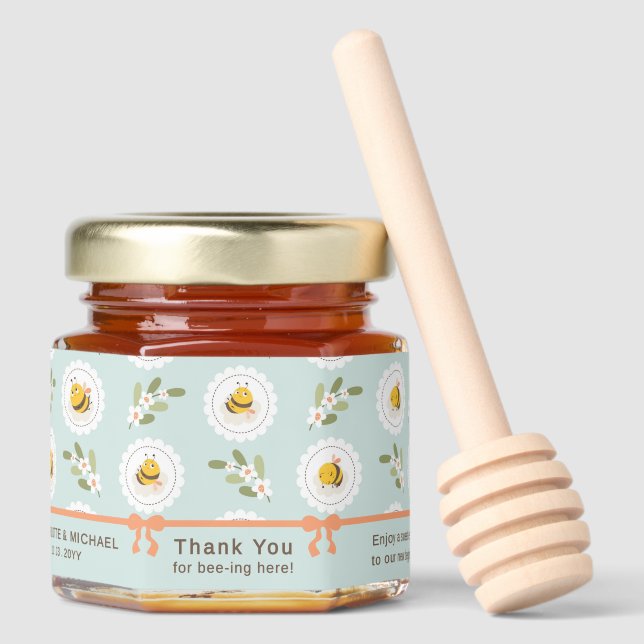 Thank You For Bee-ing Here Personalized Wedding Honey Jar Favors (Front)