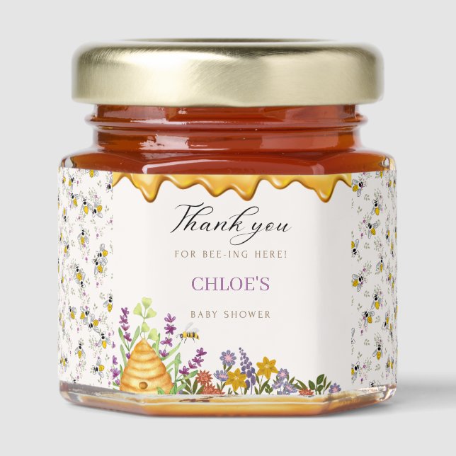 Thank You for Bee-ing Here Sticker Honey Jar Favors (Front)
