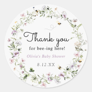 Thank you for Bee-ing Here Wildflower Classic Round Sticker