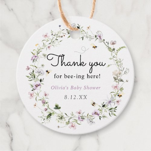 Thank you for Bee_ing Here Wildflower Favor Tag