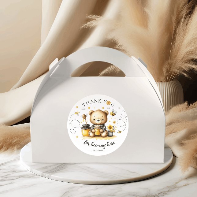 Thank you for Bee-ing Honey Birthday Bear Bee  Classic Round Sticker (Creator Uploaded)