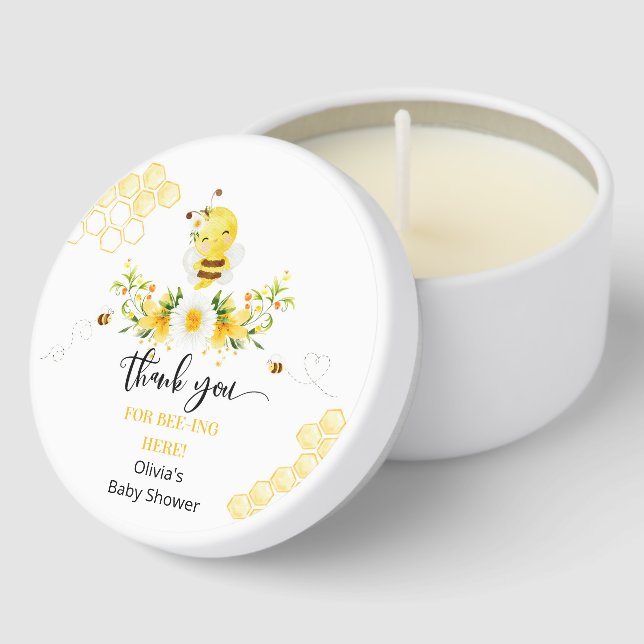 Thank you for beeing here Bee baby shower Mini Candle Favors (Corner)