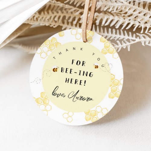 Thank you for beeing here bumble bee favor tags