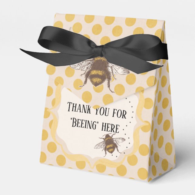 Thank you for "Beeing" here Polka Dot favor boxes (Front Side)