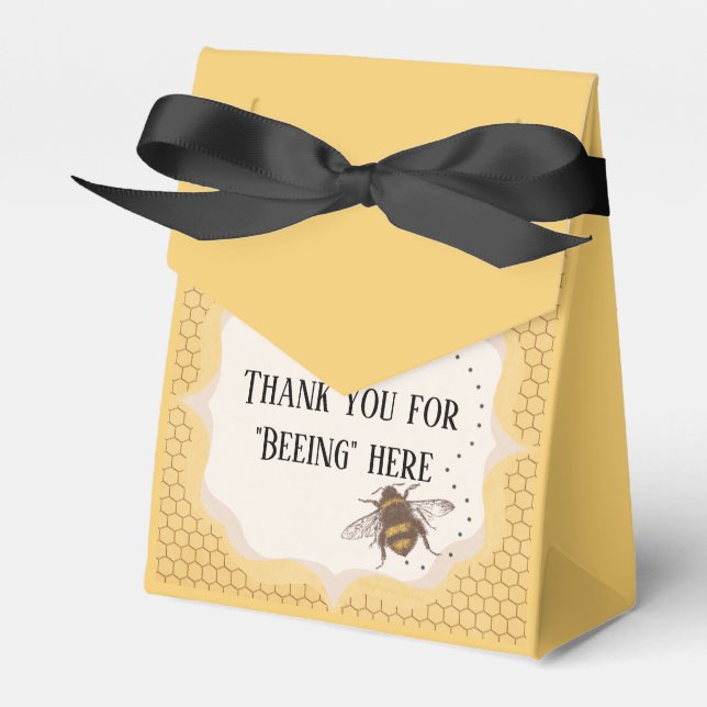 Thank you for "Beeing" here wedding favor boxes (Front Side)