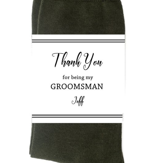 Thank You for Been my Groomsman Socks Label (Front)