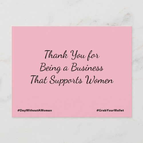 Thank You for Being a Business That Supports Women Postcard