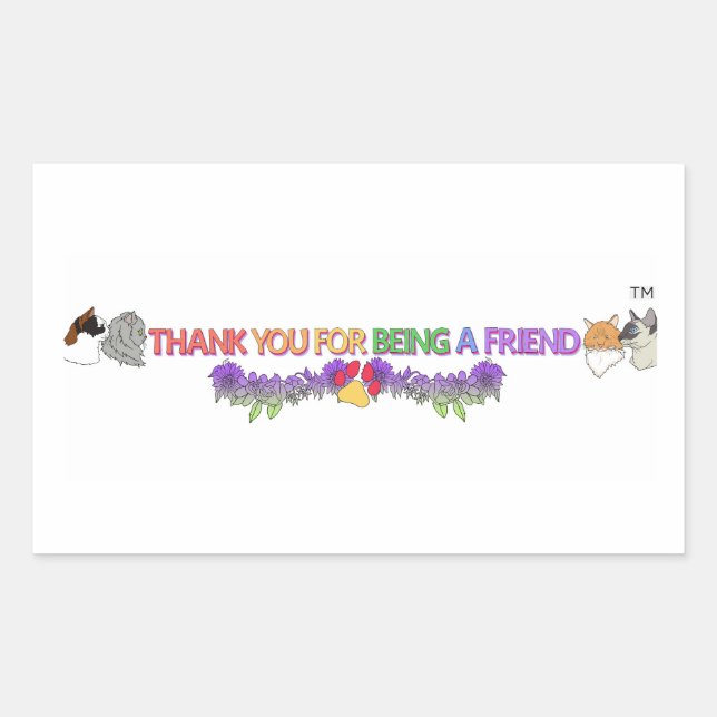 Thank You for Being a Friend (for pets!) Rectangular Sticker (Front)