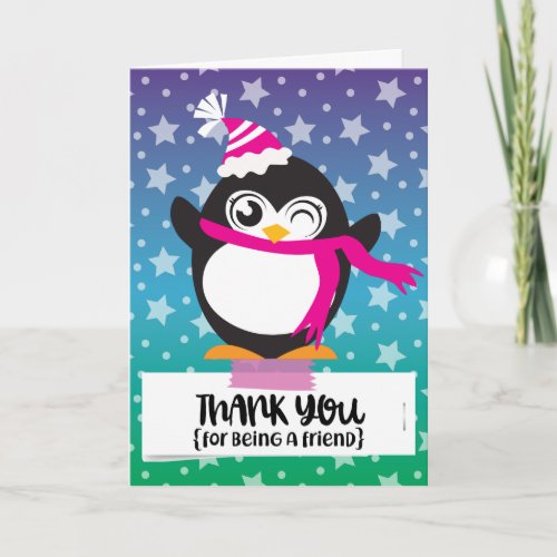 Thank you for being a friend penguin stars card