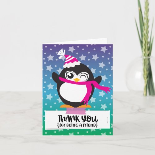 Thank you for being a friend penguin stars note card