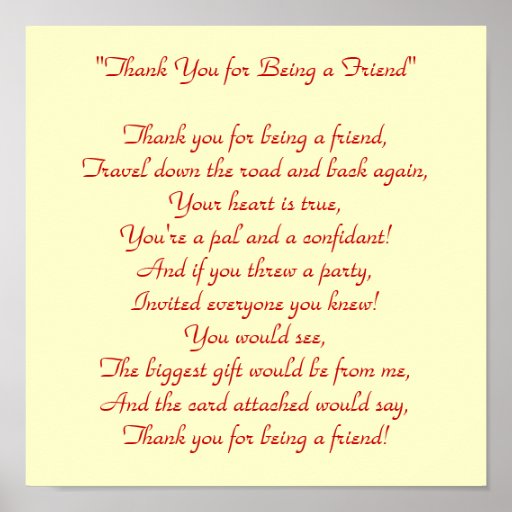 Thank You for Being a Friend - Print