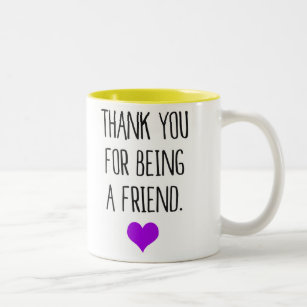 Thank you for being a friend (purple heart) Two-Tone coffee mug