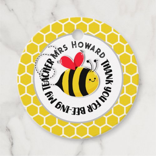 Thank you for being a great teacher honey bee favor tags