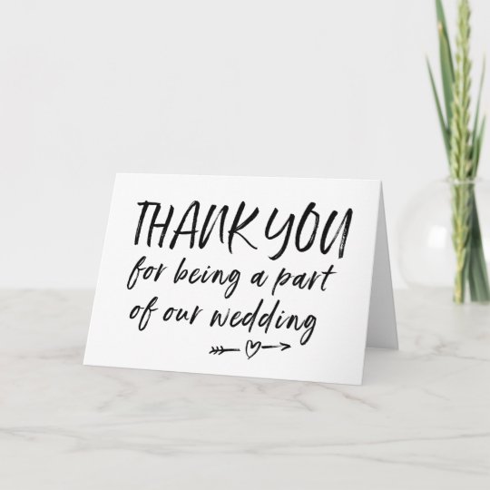  Thank You For Being a Part of Our Wedding Card Zazzle.com