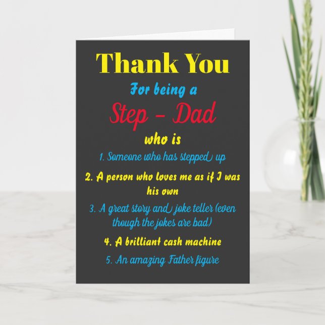 Thank You For Being A Stepdad who is Quotes Card (Front)