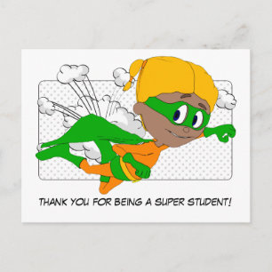 Thank you for being a super student girl postcard