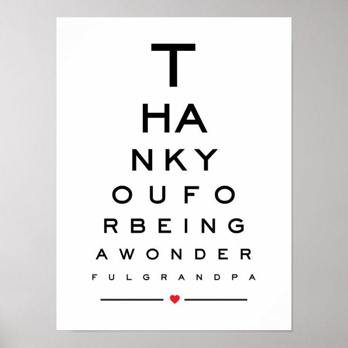 Thank you for being a wonderful grandpa eye chart | Zazzle.com