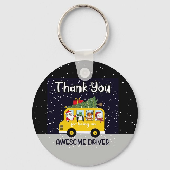 thank you for being an awesome school bus driver m keychain (Front)