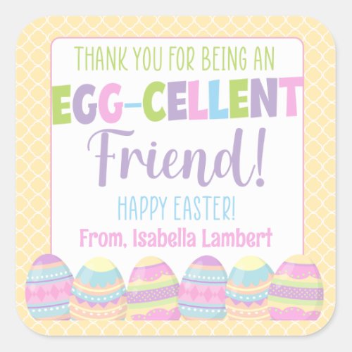 Thank You for Being An Egg_Cellent Friend Easter Square Sticker