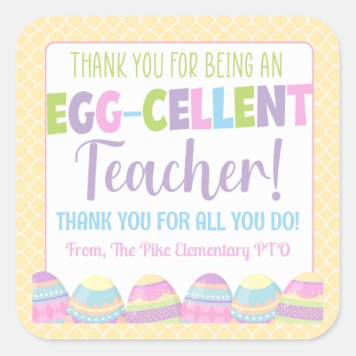 Thank You for Being An Egg_Cellent Teacher Easter Square Sticker