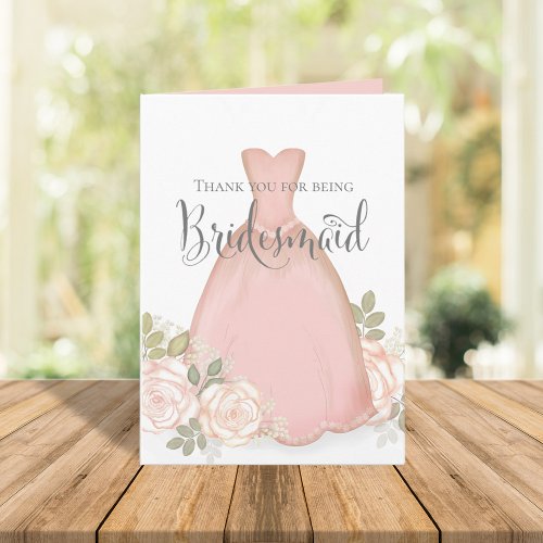 Thank You for being Bridesmaid Blush Watercolor Card