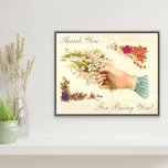 Thank You For Being Custom Text Vintage Floral Poster