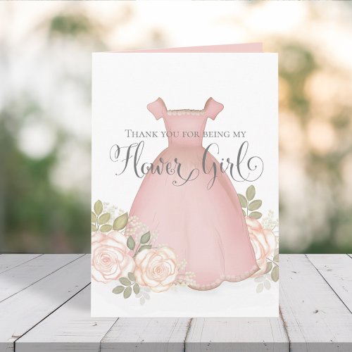 Thank You for being Flower Girl Watercolor Blush Card