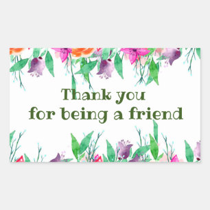 Thank you for being friend floral girlfriends bff rectangular sticker