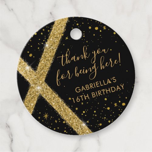 Thank You for Being Here Black and Gold Favor Favor Tags