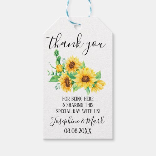 Thank You For Being Here Sunflowers Gift Tag