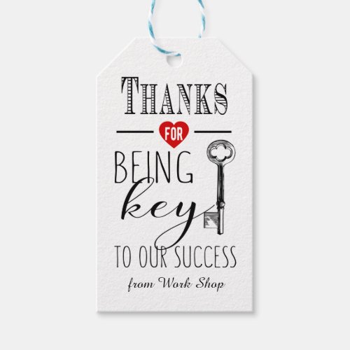 thank you for being key to our success add  logo gift tags