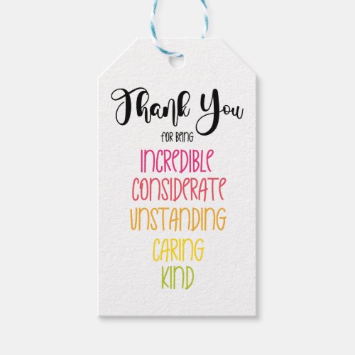 thank you for being kind card gift tags