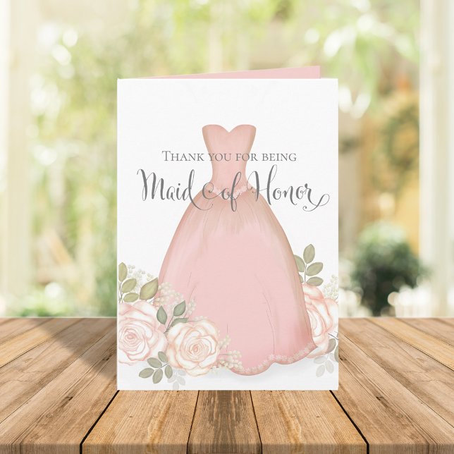 Thank You for being Maid of Honor Blush Pink Card (Creator Uploaded)