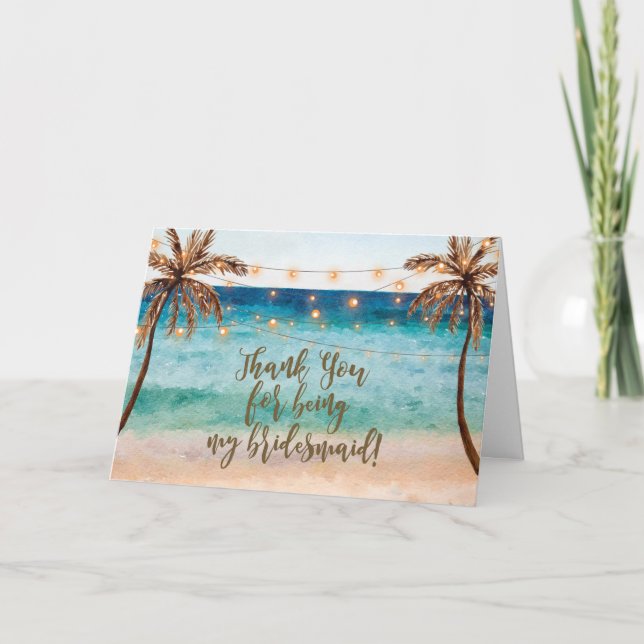 thank you for being my bridesmaid card beach (Front)