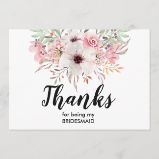 Thank You For Being My Bridesmaid Card | Floral