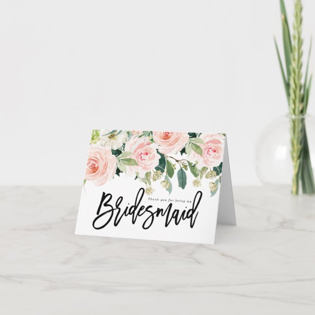 thank you for being my bridesmaid card floral (Front)