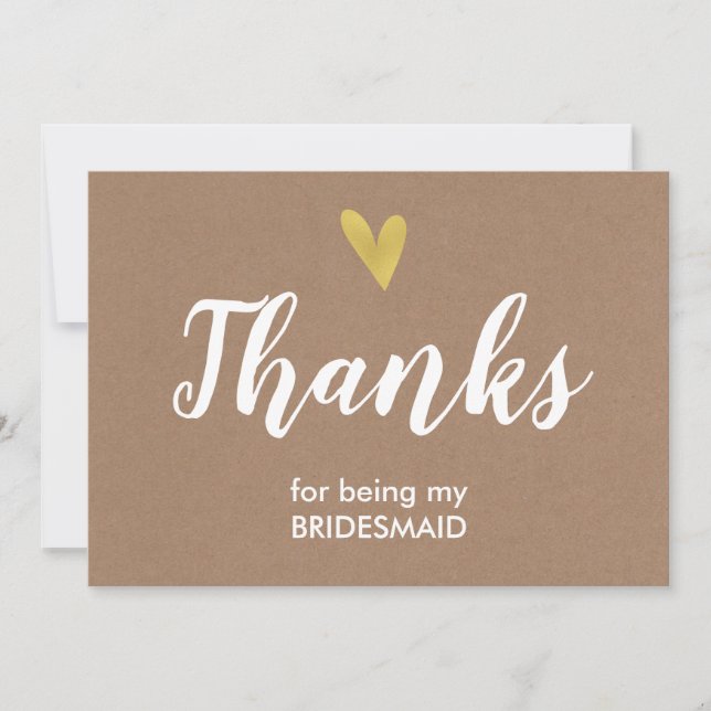 Thank You For Being My Bridesmaid Card | Kraft (Front)