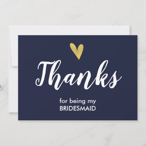 Thank You For Being My Bridesmaid Card  Navy