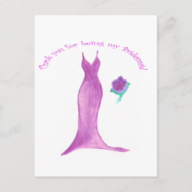 Thank you for Being my Bridesmaid Postcard (Front)
